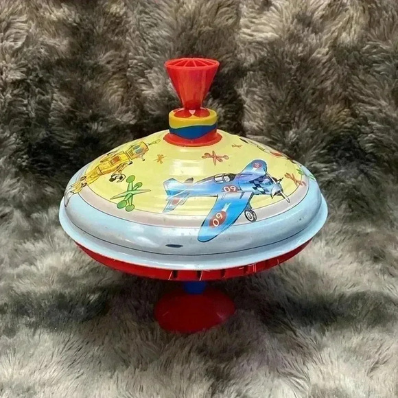 Vintage Large Metal Tin Toy  Spinning Top Toy - Picture 7 of 17